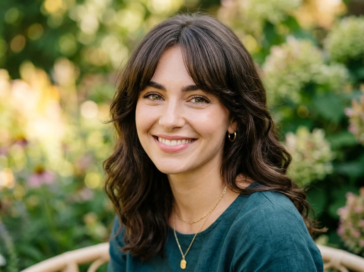 Soft and elegant curtain bangs for a beautiful face framing hairstyle statement.
